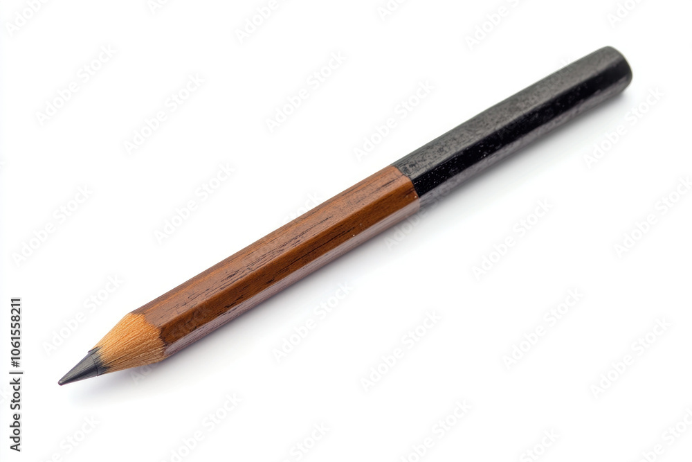 Pencil with wooden handle on white paper, casting a shadow. Pencil with wooden handle on white paper, casting a shadow.