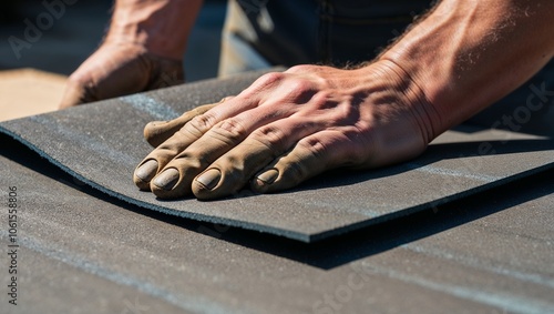 Close-up Shot of a Worker’s Hand Grasping a Tool in a Precision Crafting Environment, Perfect for Illustrating Labor and Craftsmanship in Trade Publications photo