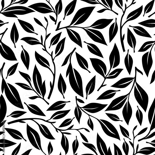 Green tea leaf seamless pattern. seamless patterns with green leaves of tea. tea leaves pattern background. green leaves vector pattern background. 