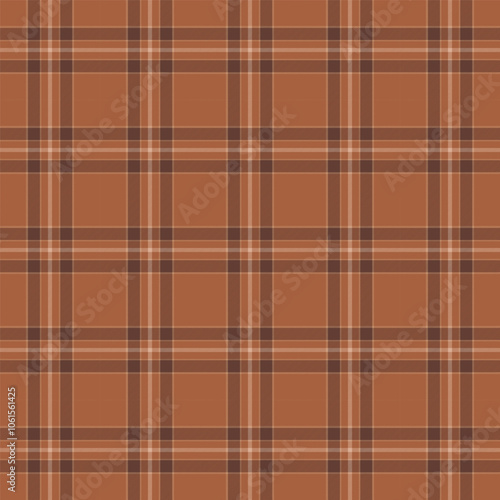 Plaid with twill weave repeat pattern.Checkered tartan gingham seamless pattern in brown.Geometric graphic vector illustration background design for fabric and print.