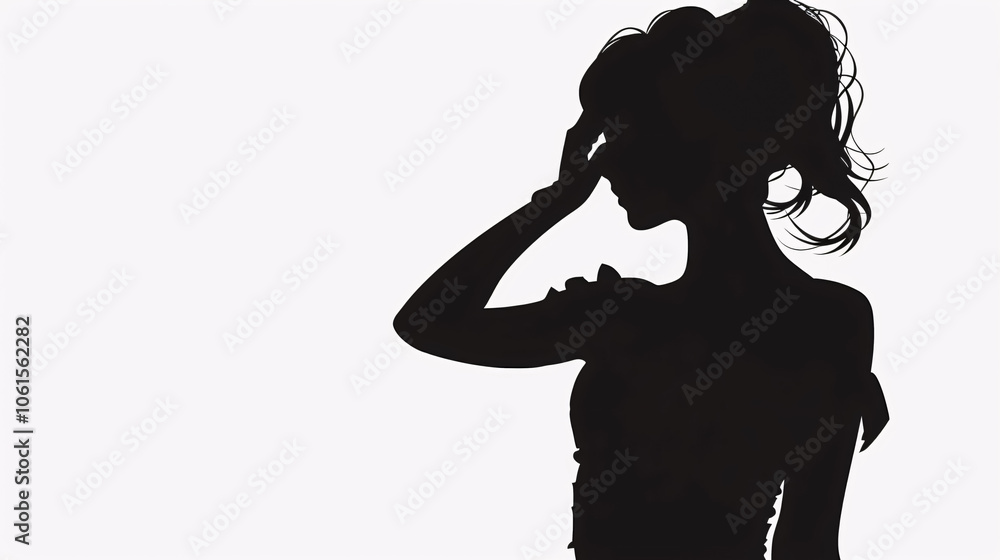 Vector silhouette of a beautiful and mysterious young woman, black and white on a transparent background. Vector silhouette of a beautiful and mysterious young woman, black and white on a transparent background.