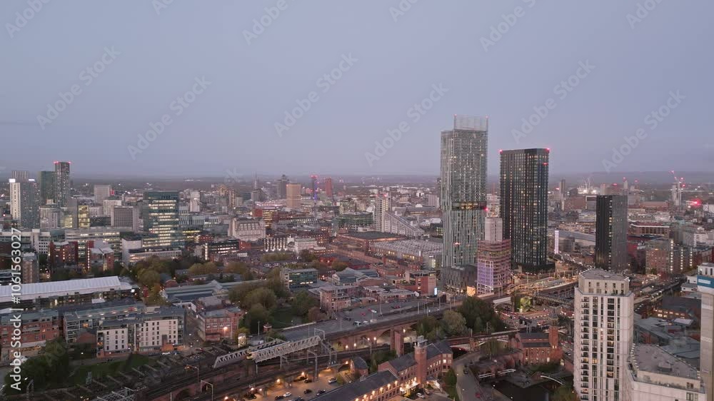 Castlefield district at sunset, Manchester, England Castlefield district at sunset, Manchester, England