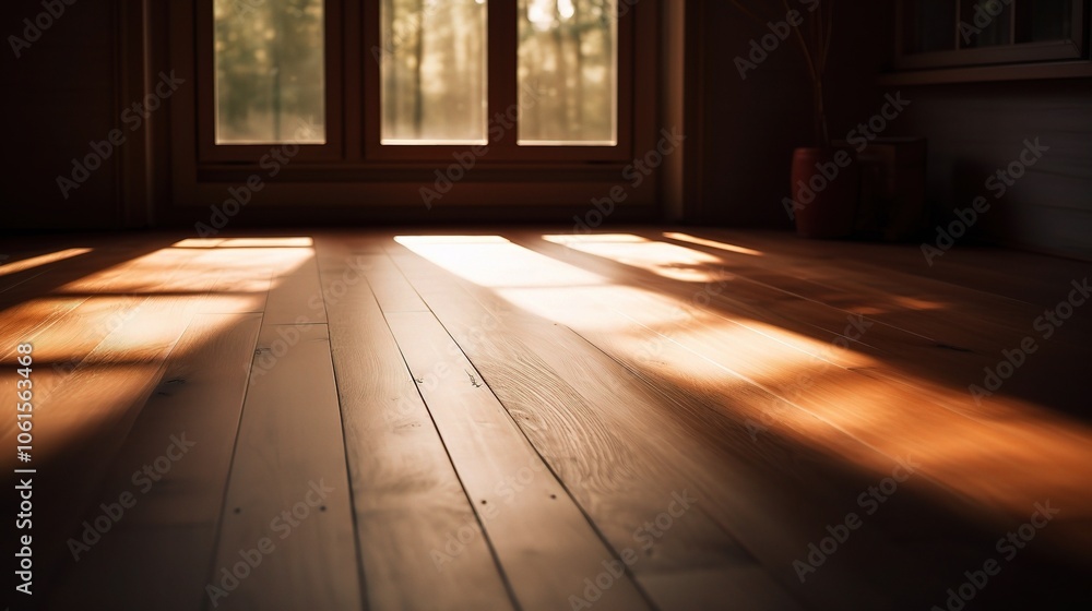 Warm Wooden Floor with Soft Shadows and Light Play Warm Wooden Floor with Soft Shadows and Light Play