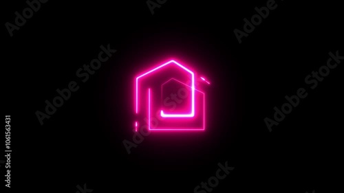 House neon icon and area square. Real estate set elements.