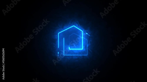 House neon icon and area square. Real estate set elements.