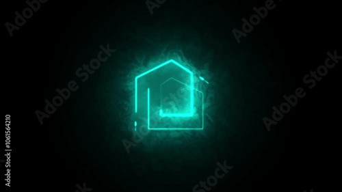 House neon icon and area square. Real estate set elements.