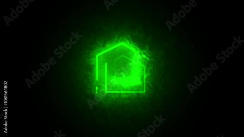House neon icon and area square. Real estate set elements.