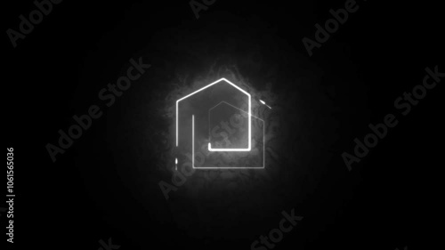 House neon icon and area square. Real estate set elements.