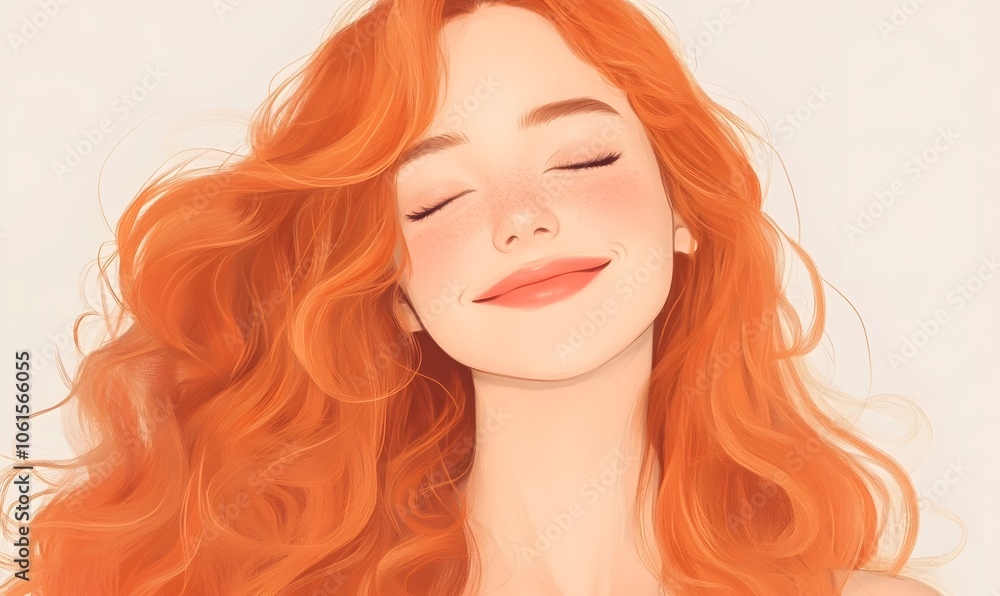 A woman with red hair and a smile on her face,Generative AI A woman with red hair and a smile on her face,Generative AI