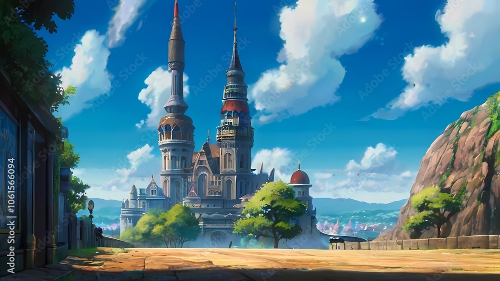 ゲーム背景 青空とアラブ風のオリエンタルお城がある青空風景
ゲーム背景 青空とアラブ風のオリエンタルお城がある青空風景