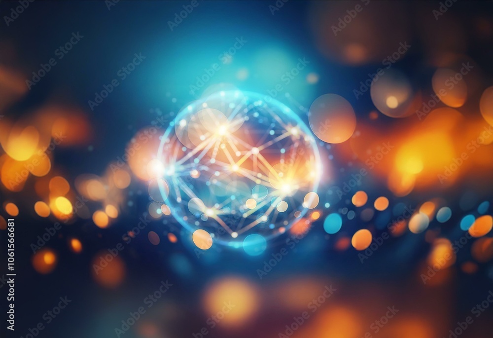 Obraz premium A glowing globe of interconnected lines and dots on a dark background.