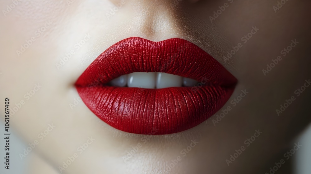 Vibrant Red Lipstick Kiss Impression Isolated on White Background Vibrant Red Lipstick Kiss Impression Isolated on White Background