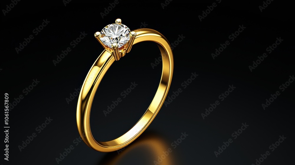 Elegant Gold Plated Diamond Ring with Contemporary Design Elegant Gold Plated Diamond Ring with Contemporary Design
