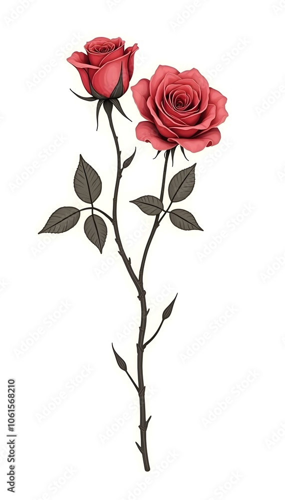 Fototapeta premium Elegant Red Rose Illustration