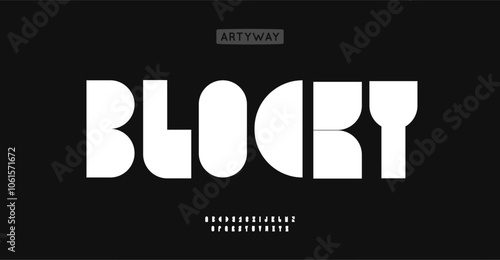 Space filled alphabet, geometric shape letters, squared blocky font for impactful logo, modern architectural headline, tech branding. Futuristic appeal typography. Vector typeset.