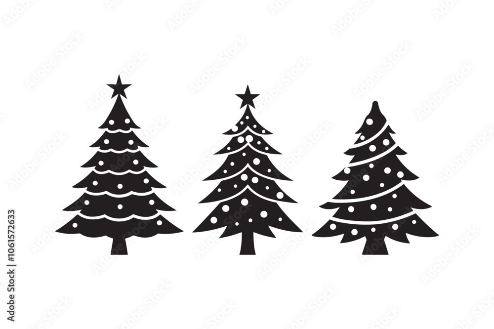 Obraz premium Christmas tree silhouette vector illustration, Christmas tree silhouette Bundle, Christmas tree silhouette PNG