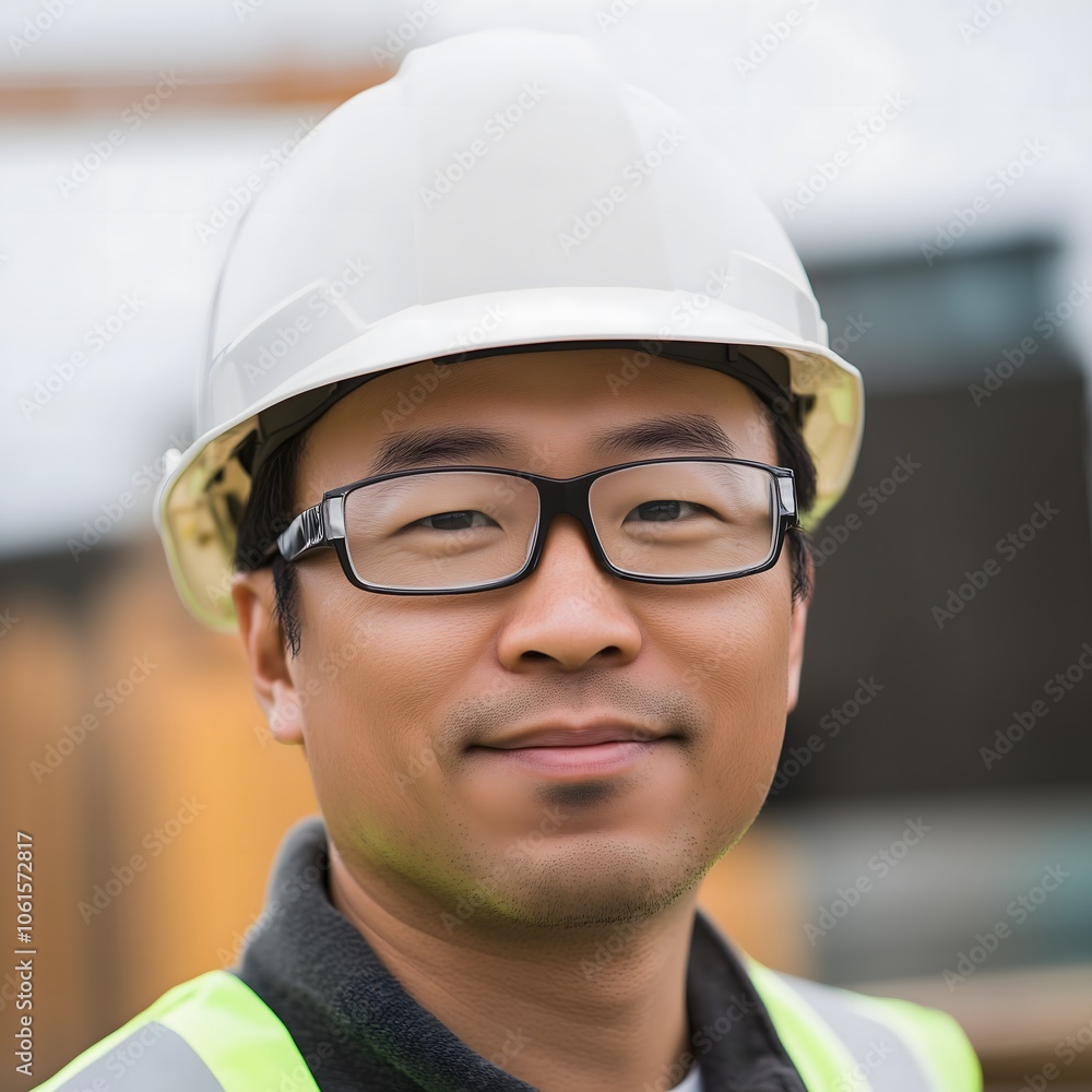 Male Men Asian Safety construction work worker Portrait Male Men Asian Safety construction work worker Portrait