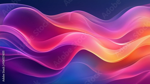  vibrant abstract background featuring a smooth gradient of flowing wave-like shapes in hues of pink, purple, orange, and blue. 