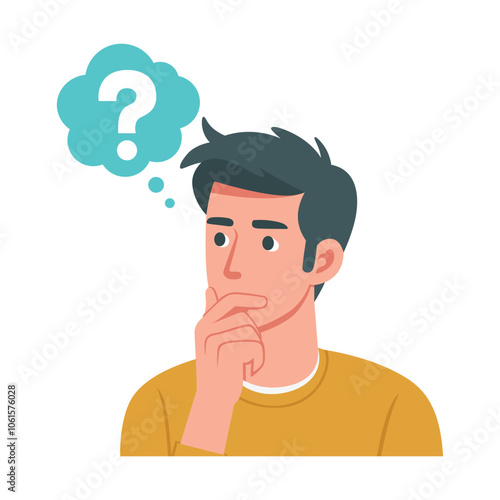 flat vector of man thinking cartoon character illustration