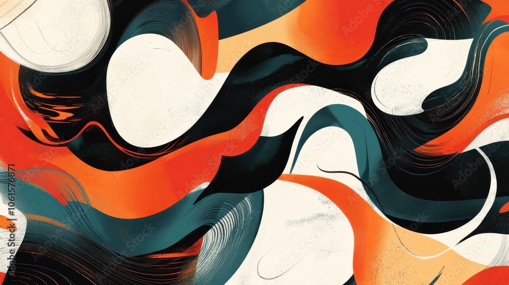 Obraz premium Abstract Art with Swirling Shapes and Vibrant Colors