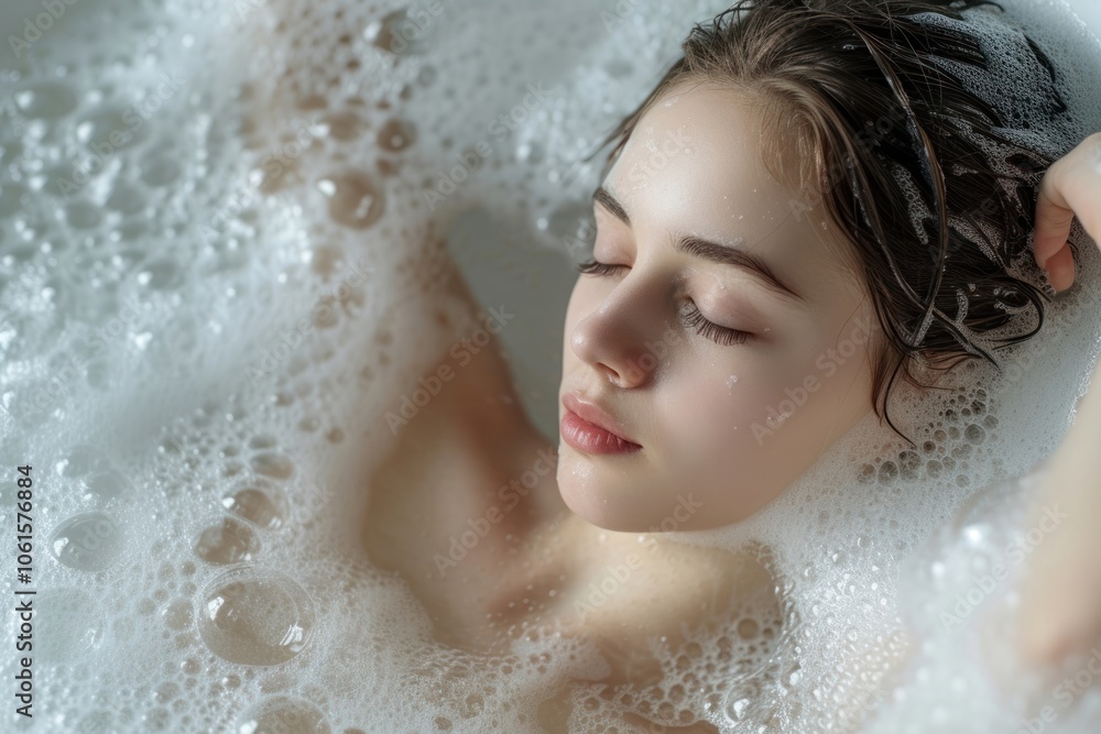 Woman in a bathtub portrait bathing bubble. Woman in a bathtub portrait bathing bubble.