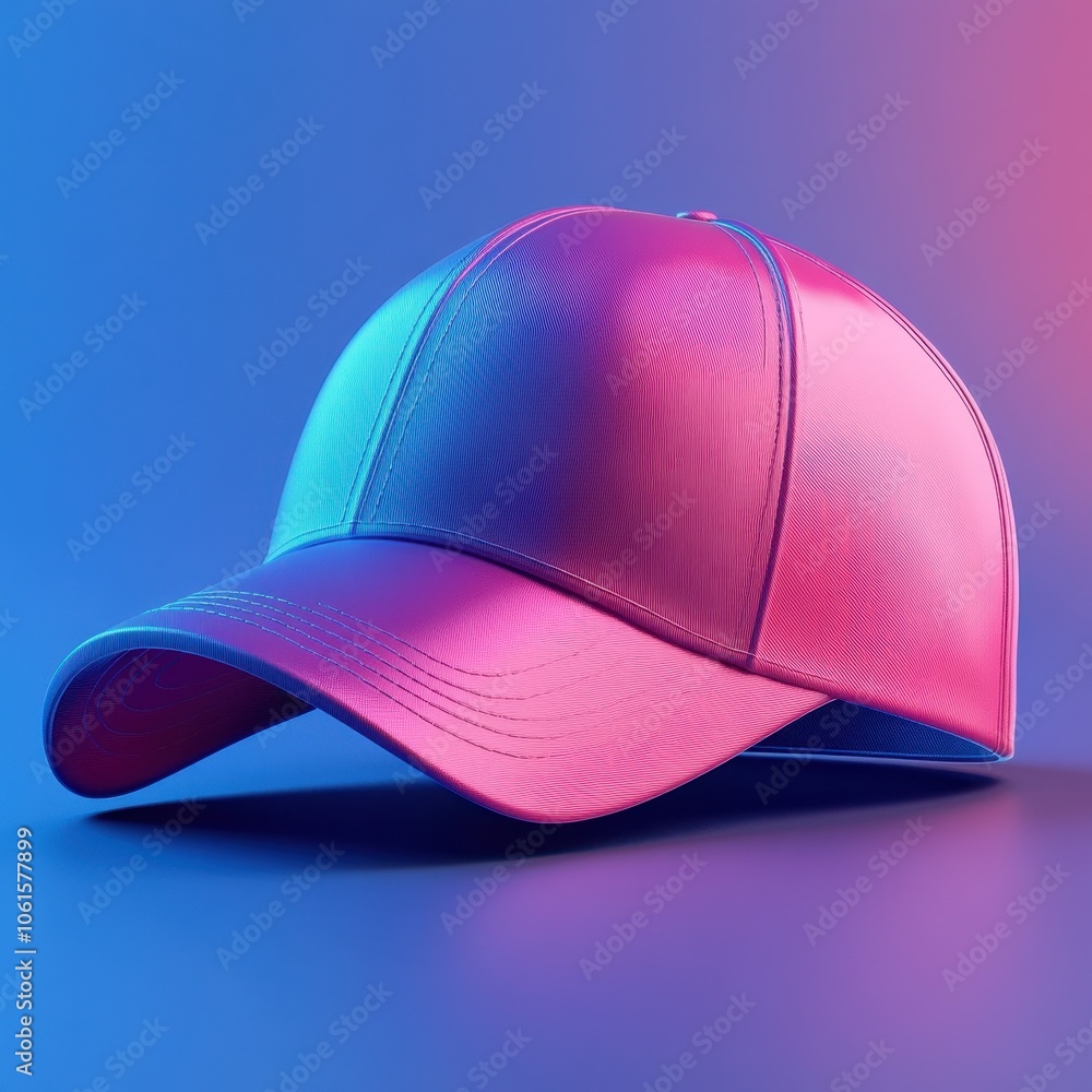 Fototapeta premium Vibrant Neon Baseball Cap Against a Gradient Background