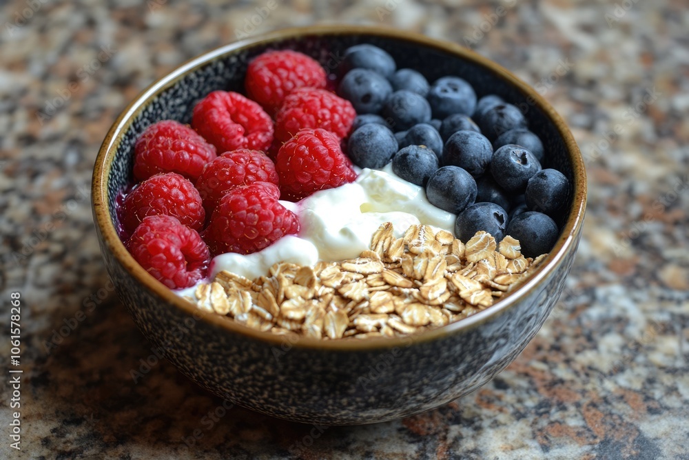 Delightful Breakfast Bowl with Fresh Berries, Crunchy Granola, and Creamy Yogurt Delightful Breakfast Bowl with Fresh Berries, Crunchy Granola, and Creamy Yogurt