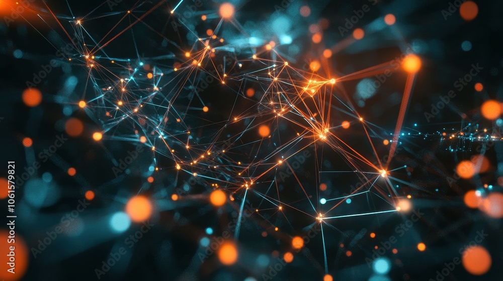 Fototapeta premium Abstract Network of Glowing Lines and Dots