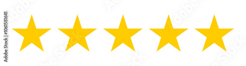 Five stars customer product rating review flat icon for apps and websites.