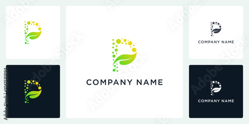 Vector letter P nature tech logo and icon editable