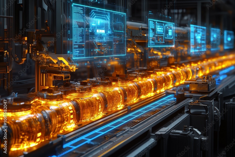 Naklejka premium The Twin Production Line, Digital Twins in Manufacturing