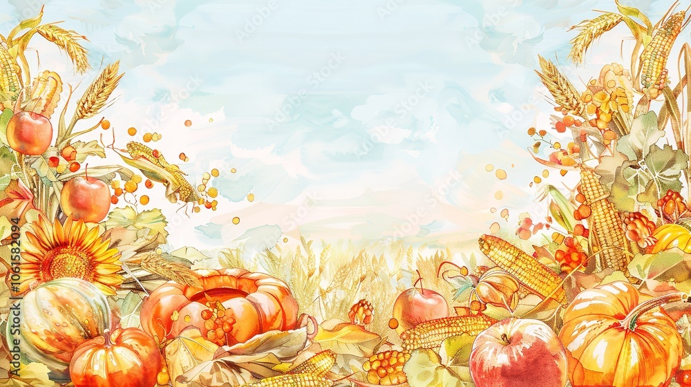 custom made wallpaper toronto digitalThanksgiving harvest day water color illustration