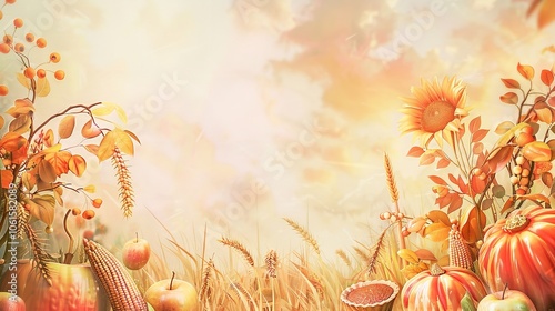 Wallpaper Mural Thanksgiving harvest day water color illustration Torontodigital.ca