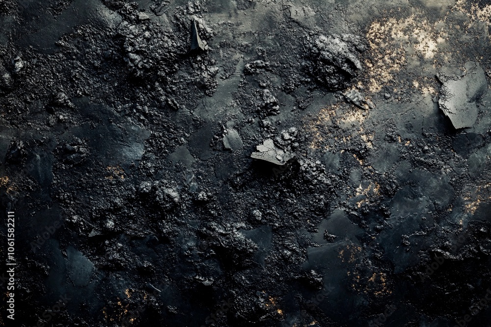 Obraz premium Textured black surface showcasing striking contrasts in light and shadow effects. Generative AI