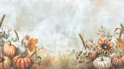 Wallpaper Mural Thanksgiving harvest day water color illustration Torontodigital.ca