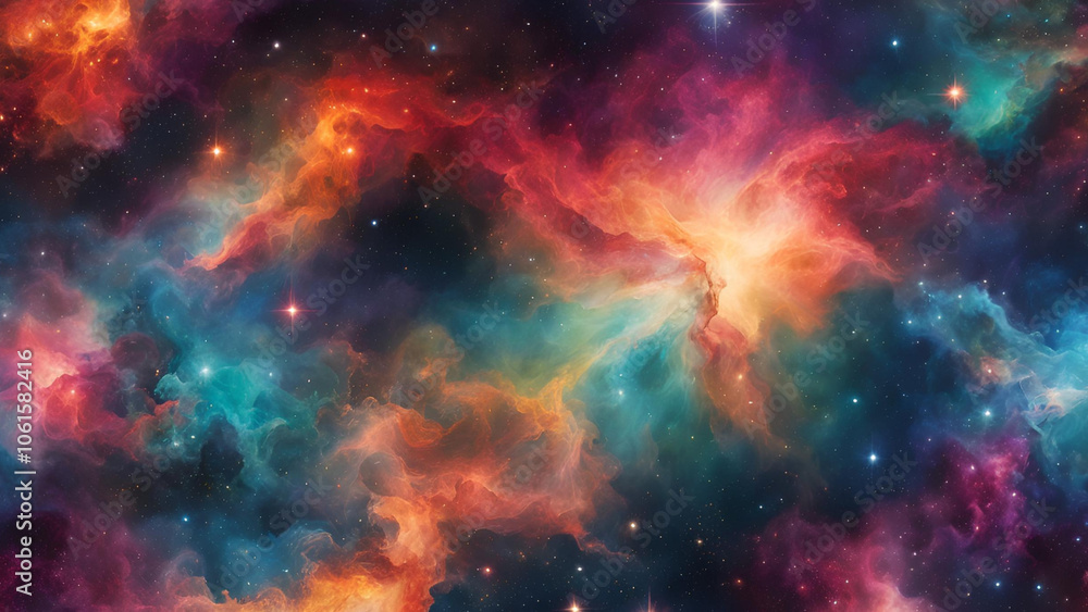 Cosmic Nebula: A vibrant tapestry of celestial colors, swirling nebulae, and distant stars. A breathtaking view of the universe's majestic beauty. Cosmic Nebula: A vibrant tapestry of celestial colors, swirling nebulae, and distant stars. A breathtaking view of the universe's majestic beauty.