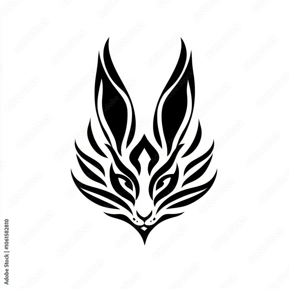 Tribal Rabbit Tattoo Design: Black and White Animal Illustration Tribal Rabbit Tattoo Design: Black and White Animal Illustration