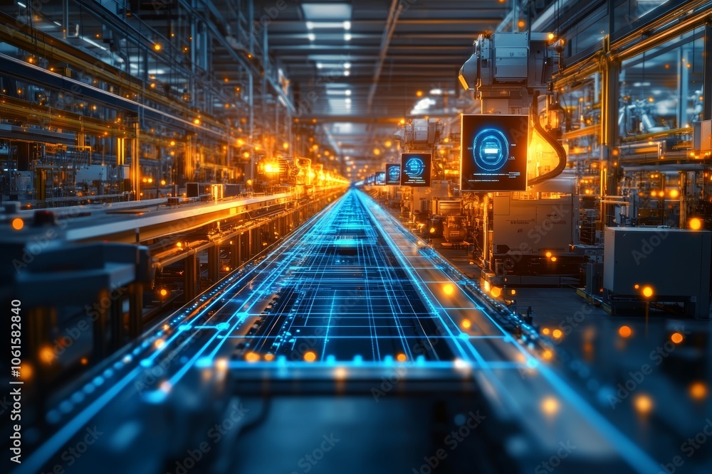 Obraz premium The Twin Production Line, Digital Twins in Manufacturing