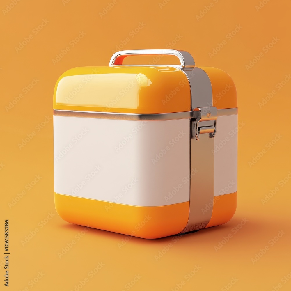 Vibrant and Compact: An Orange Cooler Box Stands Out on a Sunny Day Vibrant and Compact: An Orange Cooler Box Stands Out on a Sunny Day