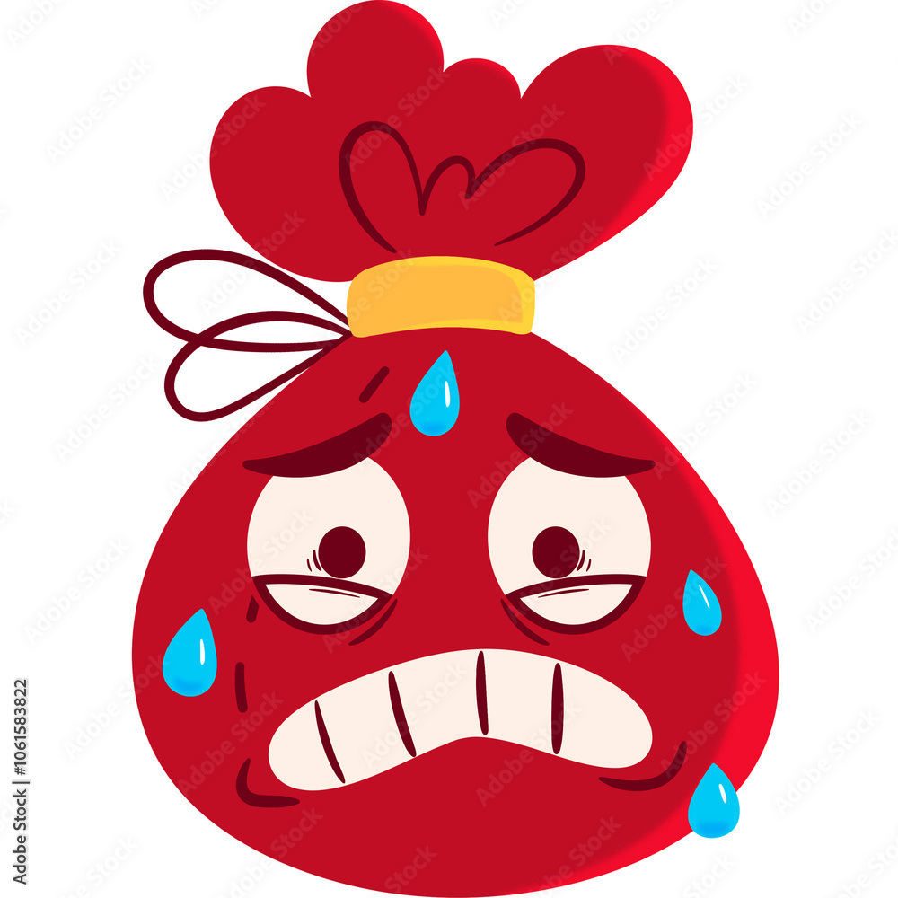 Santa Bag Nervous Face Cartoon