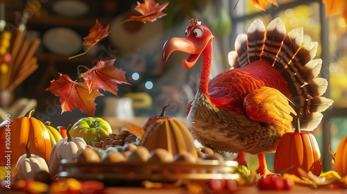 Wallpaper Mural Toon thanksgiving turkey 8k realistic lighting background Torontodigital.ca