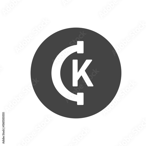 Kosher Icon for Package. Kashrut Product Sticker Mark on Black Circle. Vector	