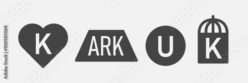 Black icon set of kosher food. Jewish product stickers. Vector illustration