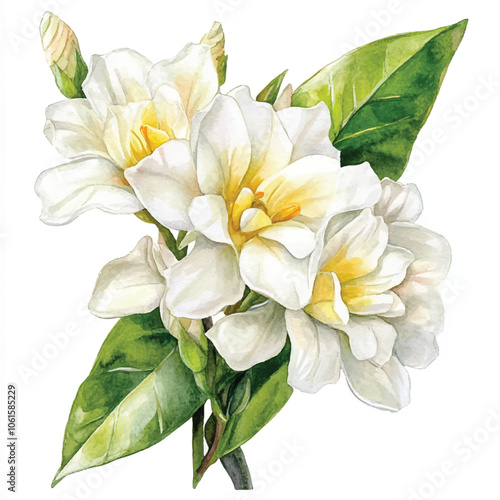 Orchid flower watercolor clipart illustration isolated