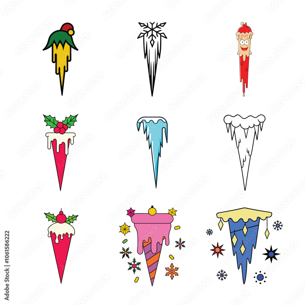 Christmas Icicles Bundle – Festive Winter Icicle Decorations Vector Set Christmas Icicles Bundle – Festive Winter Icicle Decorations Vector Set