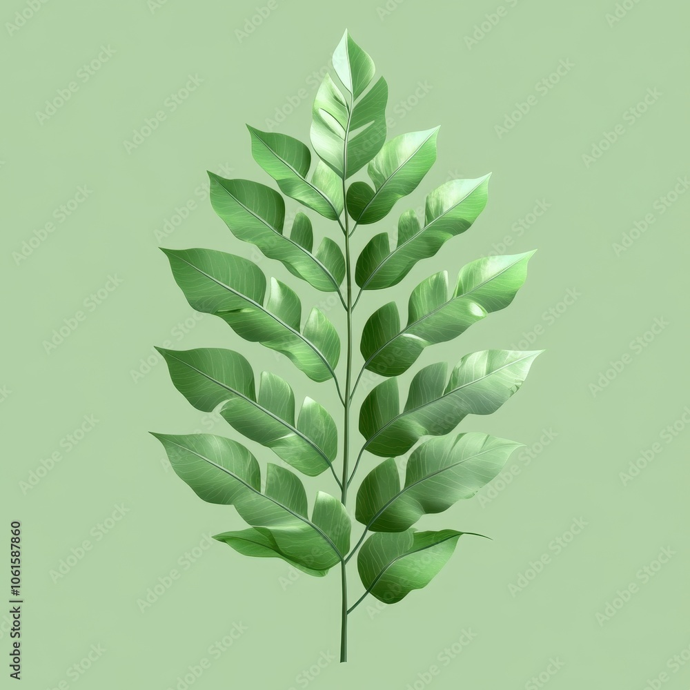 Lush Green Botanical Leaves on Minimalist Background Lush Green Botanical Leaves on Minimalist Background