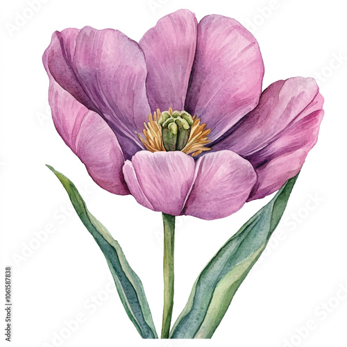 pasque flower watercolor clipart illustration isolated