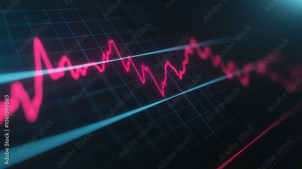 Naklejka premium Dramatic holographic visualization of stock market crash and price decline displayed through futuristic digital interface revealing global financial crisis in cyberpunk style atmosphere.