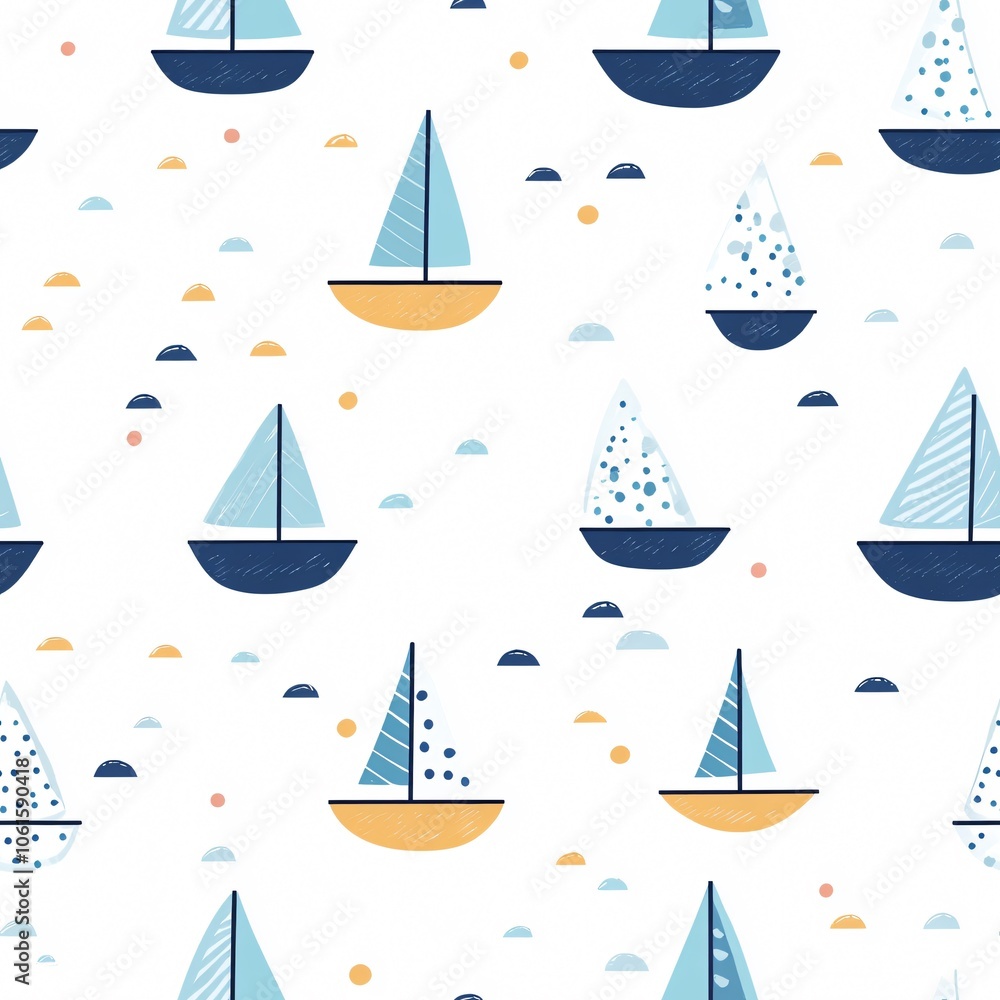 Nautical sailboats(Seamless Pattern and Tile image) Nautical sailboats(Seamless Pattern and Tile image)