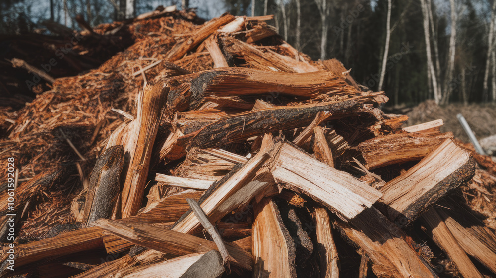 A close-up of freshly cut logs and wood chips, displaying rich textures and warm colors. The scene evokes a sense of nature and sustainability, perfect for outdoor themes. A close-up of freshly cut logs and wood chips, displaying rich textures and warm colors. The scene evokes a sense of nature and sustainability, perfect for outdoor themes.